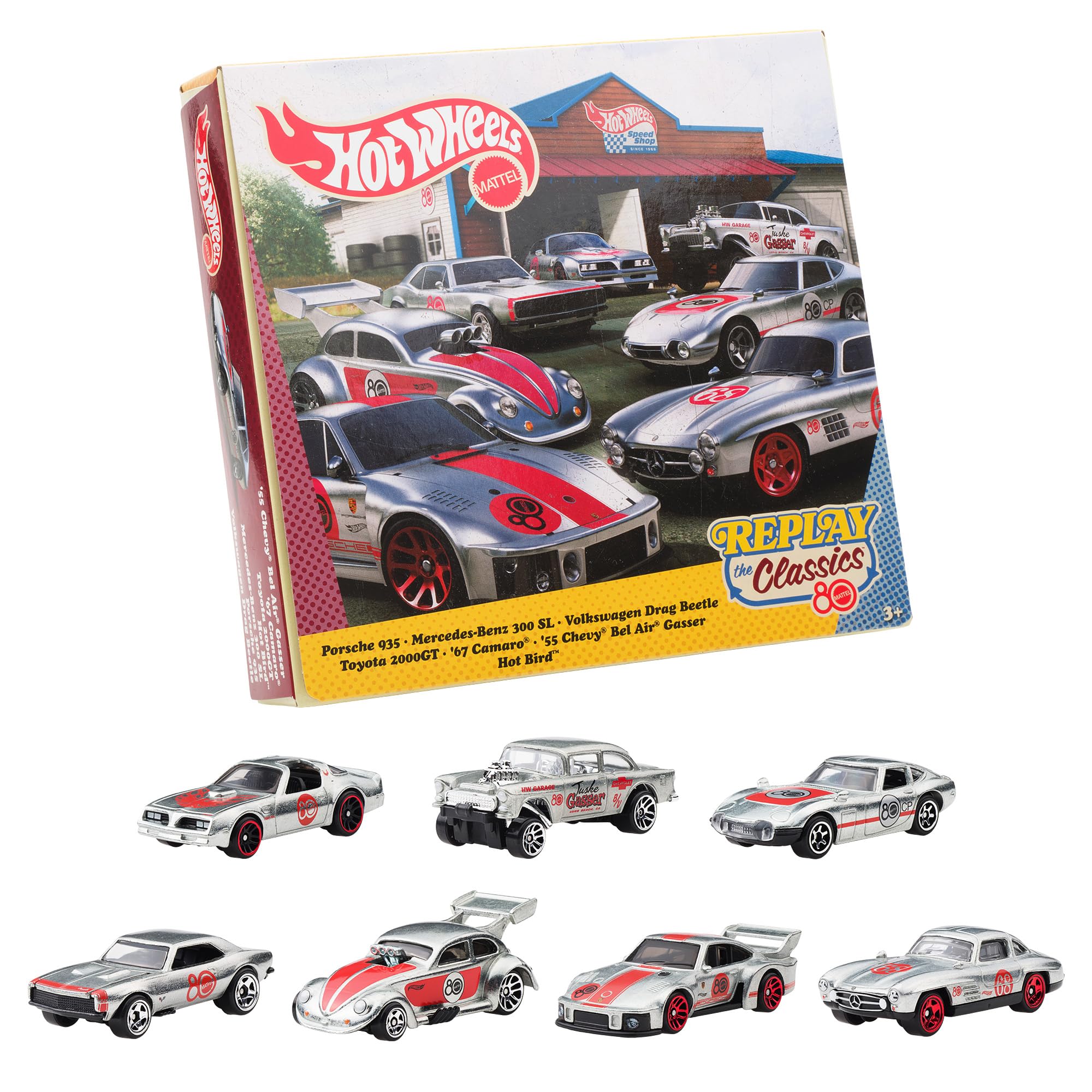 Hot Wheels 80th Anniversary Set Camaro Toyota Volkswagen Firebird Mercedes-Benz Car Model